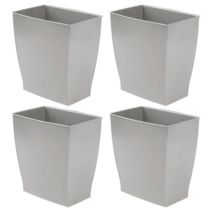 iDesign Small Plastic Bathroom Trash Can, Slim Rectangle, 4-Pack | Garbage Bin - color: Gray, style: Pack of 4