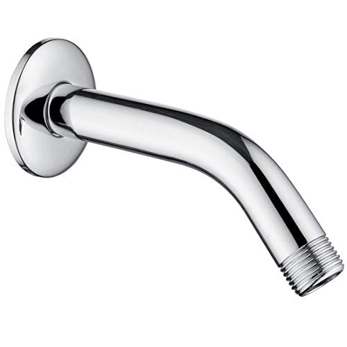 BRIGHT SHOWERS Brass Shower Arm with Flange 6 Inch Wall Mounted Shower Pipe Arm Extension for Fixed Shower Head and Handheld showerhead, Chrome - color: Chrome, style: Basic 6 Inch