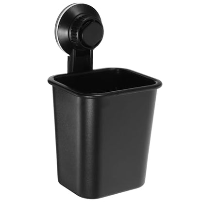 Suction Cup Toothbrush Holder Punch-Free Wall Mounted Bathroom Organizer 3.93X3.14X4.33 Inch Compact Toothbrush Rack for Shower and Home - color: Black