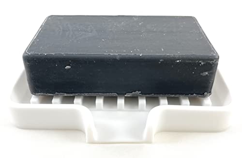 Silicone Soap Dish Tray and Sponge Holder with Drain Chute, Rectangular, Kitchen and Bathroom Sink Organizer (White, 5.2"x4" (Set of 2), 7.2 Ounces) - color: White, size: (SM) 5.2"x4" (2pcs)