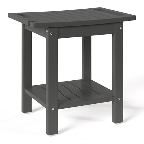 Sage HDPE Poly Plastic Waterproof Bathroom Shower Bench, Gray - color: Grey