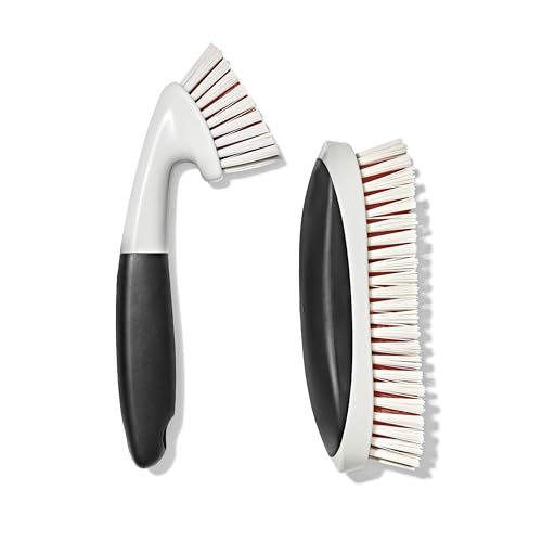 OXO Good Grips Grout Brush & Heavy Duty Scrub Brush Combo Set; Tough, Durable bristles Cut Through Grime and soap scum; Ideal for tubs, Tile Walls, countertops and Floors - style: Grout and Heavy Duty Scrub Brush Set