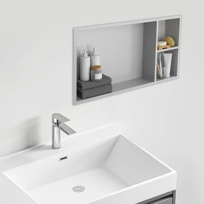 Stainless Steel Shower Niche 24" X 12", No Tile Needed Shower Niche with Shelf, Recessed Wall Niches Insert, Horizontal Bathroom Storage Niches for Bathroom Kitchen Living Room (Silver)