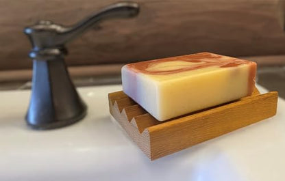 12-Pack American Red Alder Natural Wood Soap Dish, 100% Handcrafted in The USA, Bar Soap Holder for Kitchen or Bathroom