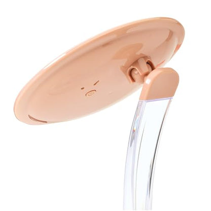JERDON Lighted Tabletop Makeup Mirror - Makeup Mirror with 5X Magnification in Rose Gold Finish - 7.25-inch Round Vanity Mirror - Model JS725RL | 7.25" Round Frame, Adjustable 12.5" to 16" Height