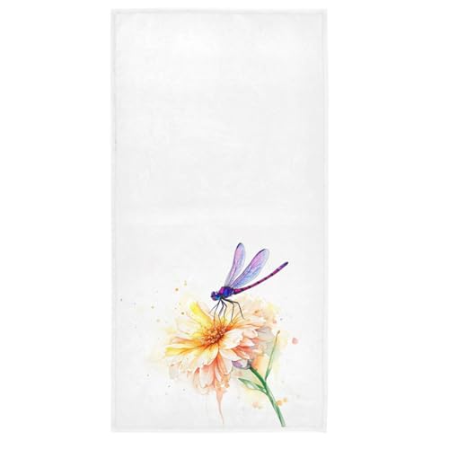 Pfrewn Sunflower Daisy Dragonfly Hand Towels 16x30 in, Flowers Thin Bathroom Towel, Ultra Soft Highly Absorbent Small Bath Towel Bathroom Decor - color: Sunflower Daisy Dragonfly