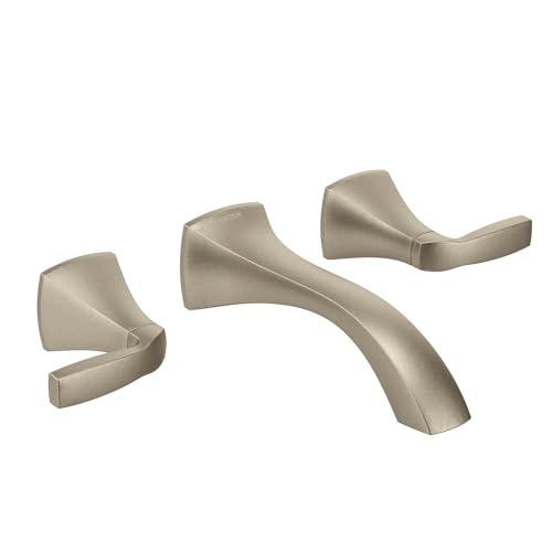 Moen Voss Brushed Nickel Two-Handle Wall Mount Bathroom Faucet Trim Kit, Valve Required, T6906BN - color: Nickel