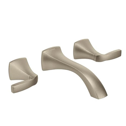 Moen Voss Brushed Nickel Two-Handle Wall Mount Bathroom Faucet Trim Kit, Valve Required, T6906BN - color: Nickel