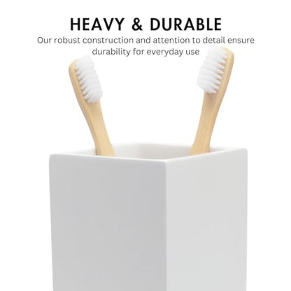 Yew Design Matte White Bathroom Toothbrush Holder Cup - Square - color: Square Matte White