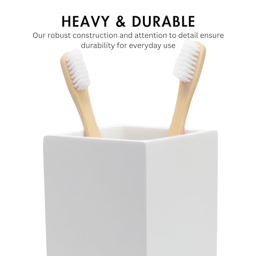 Yew Design Matte White Bathroom Toothbrush Holder Cup - Square - color: Square Matte White