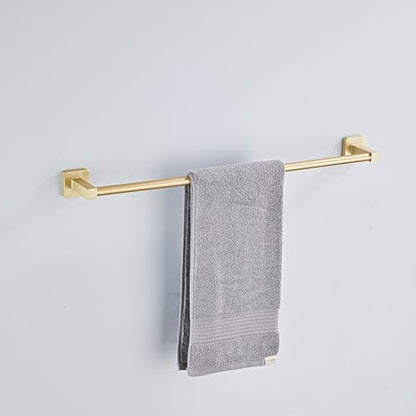 Brusehd Light Gold Bathroom Hardware Set 4 Pieces,Bathroom Accessories Set Stainless Steel Wall Mounted, Hand Towel Bar, Towel Ring, Robe Towel Hooks,Toilet Paper Holder,Towel Bar Set, 23.6 Inch… - color: Brusehd Light Gold, size: 23.6Inch