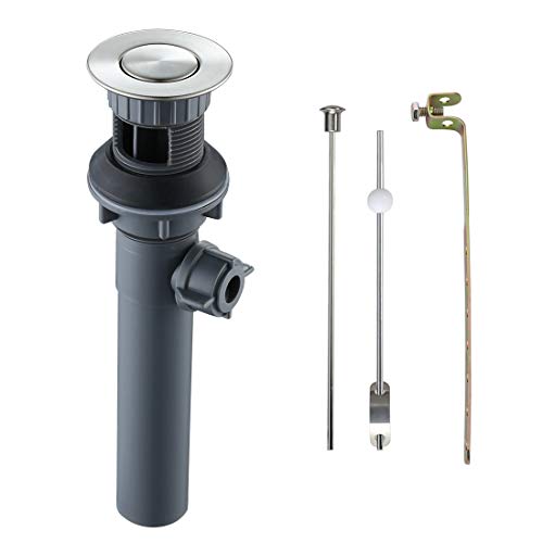 WOWOW Bathroom Drain Assembly Stopper with Lift Rod for Bathroom Faucet Vanity Sink Pop-Up Drain Stopper Assembly with Lift Rod and Overflow,Brushed Nickel - color: Brushed Nickel, style: Style B: lift rod drain