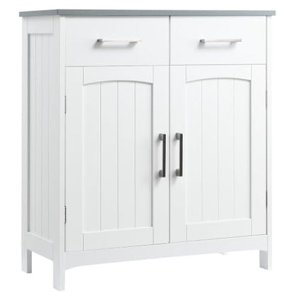 Bathroom Floor Cabinet, Freestanding Linen Tower, White Storage Organizer