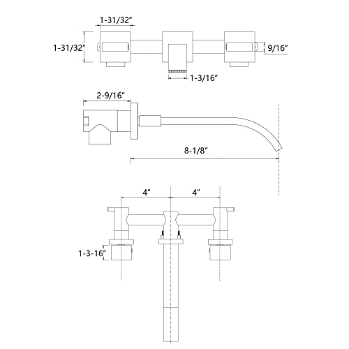 Sumerain Wall Mount Lavatory Faucet Two Handle Bathroom Faucet Brass Chrome - color: Chrome