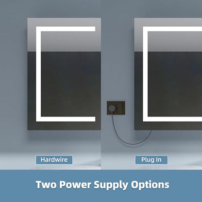 Medicine Cabinet with Lights 60x30 Anti-Fog Mirror Dimmable | 3 Color Dimmable LED. Time/Temp Display. Anti-Fog IP44. 2 Outlets+2 USB. Plug-in/Hardwired. Recessed/Wall Mount. - size: 60x30", style: Style-A