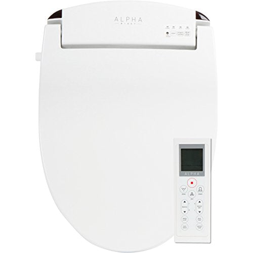 ALPHA BIDET JX2 Round Bidet Toilet Seat, White, Endless Warm Water, *NEW* Bowl Mist, LED Light, Quiet Operation, Wireless Remote, Stainless Steel Nozzle, Sittable Lid, 3 Year Warranty - color: White, size: Round