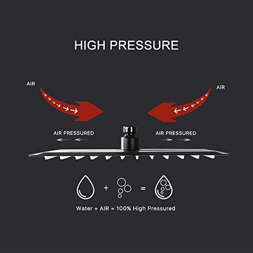 Matte Black Shower System Bathroom 16 Inch Rain Shower Head Ceiling Mount with Handheld Luxury High Pressure Shower Combo Set Shower Faucet Rough-in Valve Body and Trim Kit - color: Matte Black, size: 16 Inch