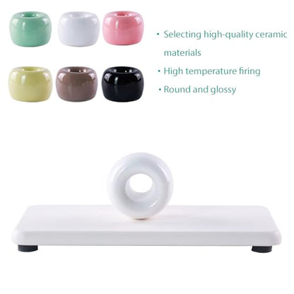 NiuYichee Set of 6 Sleek Mini Ceramics Toothbrush Holder, Small Ceramic Ring, Perfect Size for Bathroom Vanity Countertops - color: White