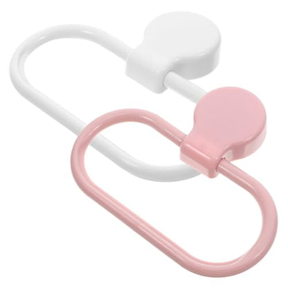 2pcs Adhesive Hand Towel Rings Wall-Mounted Bathroom and Kitchen Towel Holder Rack for Bathroom Wall Storage No Drill Sticky Mount Drying Rack Set (Pink White)