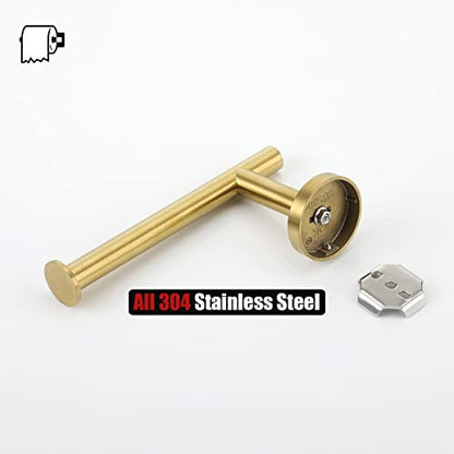 JQK Gold Toilet Paper Holder, 5 Inch Tissue Paper Dispenser, 304 Stainless Steel Thick 0.8mm Wall Mount, Brushed Brass, 2 Pack, TPH120-BG-P2 - color: Gold, size: Knob(2 Pack)