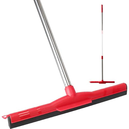 Floor Squeegee Scrubber Adjustable & Detachable Stainless Steel Handle Heavy Duty Household Broom EVA Foam Blade for Garage Courtyard Shower Bathroom Floor Marble Glass Tile Water Foam Cleaning