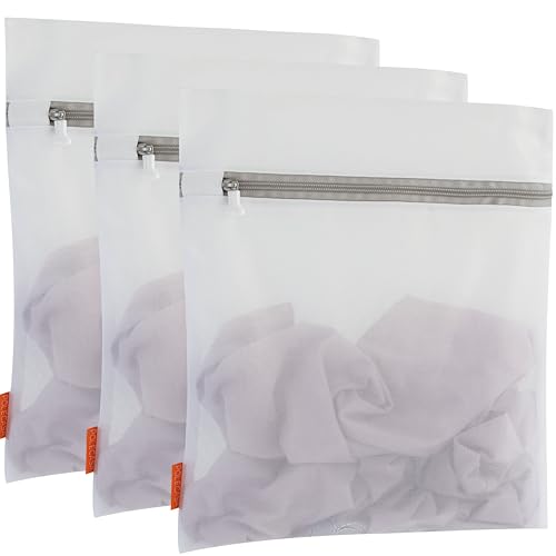 Mesh Laundry Bags 3 Pack (Large, 16 x 20") | Durable Zipper, For Delicates, Lingerie, Bras, Underwear, Protect Garments in Washing Machine - size: 3 Large