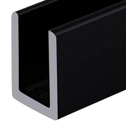Brixwell SDCD38MBL-CCP4 Matte Black 3/8" Fixed Panel Shower Door Deep U-Channel 4 inch Sample - color: Matte Black, size: 4 Inch - Sample