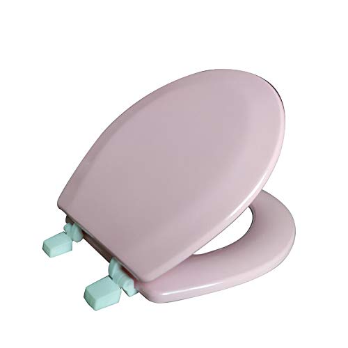 J&V Textiles Round Wooden Toilet Seat With Beveled Edge (Pink)* - color: Pink