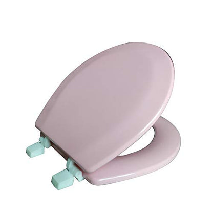 J&V Textiles Round Wooden Toilet Seat With Beveled Edge (Pink)* - color: Pink