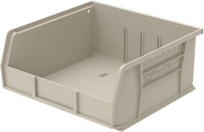 Akro-Mils 30235 AkroBins Plastic Storage Bins, 11"x11"x5", Stone, 6-Pack | Space-Saving Stackable Bins for Garage, Pantry, Craft Organization - color: Stone