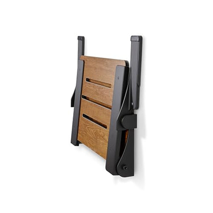 Seachrome Silhouette Comfort Folding Wall Mount Shower Bench Seat with Arms, Rustic Teak Seat with Matte Black Frame - color: Rustic Teak With Matte Black Frame