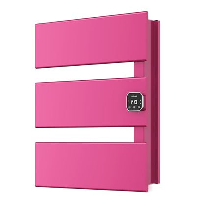 3 Panel Pink Heated Towel Rack for Bathroom Towel Warming | Fast-heat in 2-3 minutes. Dry towels in 4 hours. Smart thermo control and precise timer, Work with Smart Plug. - size: 3 Panel