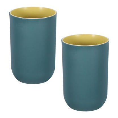 uxcell 2Pcs Plastic Drinking Cups, Double Color Unbreakable Reusable Bathroom Cup Mouthwash Cup Toothbrush Tumbler Holder, Dark Blue - color: Dark Blue