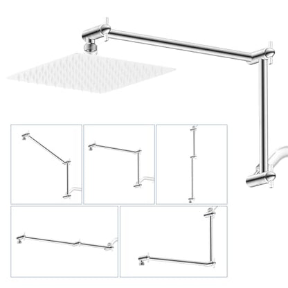 All-Metal 20" Shower Head Extension Arm, G1/2" Universal/Adjustable, Chrome | Flexible Brass Shower Extender Height/Angle Adjustable for Tall People, Stainless Steel Shower Pipe Extended with Lock Joint - color: Chrome, size: 20 Inch
