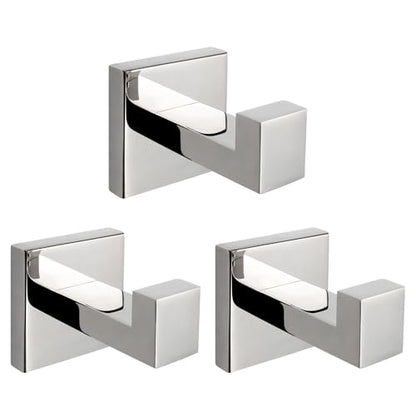 NearMoon Bath Towel Hooks -SUS304 Stainless Steel Square Clothes Robe Hooks Hanger, Heavy Duty Coat Hooks for Bathroom Livingroom Hotel Kitchen Garage, Wall Mounted (3 Pack, Chrome Finish) - color: Chrome Finish