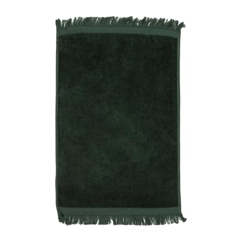 Set of 12 Premium Fringed Velour Fingertip Towels (Hunter Green) - Pack of 12 | 100% Cotton | 11" x 18" Soft Velour with Classic Fringe | Ideal for Guest Bathrooms, Events, Embroidery & Spa Use - color: Hunter Green