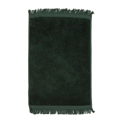 Set of 12 Premium Fringed Velour Fingertip Towels (Hunter Green) - Pack of 12 | 100% Cotton | 11" x 18" Soft Velour with Classic Fringe | Ideal for Guest Bathrooms, Events, Embroidery & Spa Use - color: Hunter Green