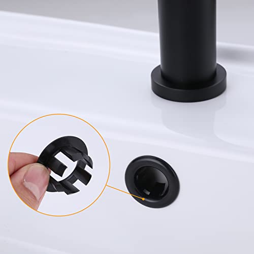 6 Pack Sink Overflow Ring Black, ARCORA Bathroom Kitchen Sink Basin Trim Overflow Cover Hole Insert Cap - color: Black-6 Pack