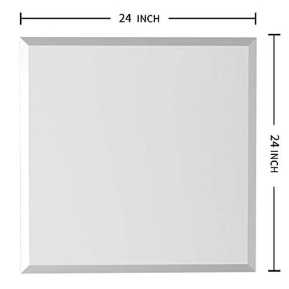 24x24 Frameless Square Bathroom Mirror | 1.1-Inch Beveled Edge - color: Rectangular, size: 24"L x 24"W