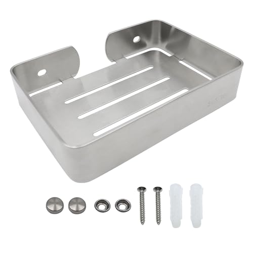 Soap Dish Stainless Steel Silver Soap Dish Holder Wall Mounted Shower Soap Holder with Screws, Sturdy Soap Dish for Bar Soap Stylish Soap Dish Holder (Medium, Silver) - color: Brushed Silver