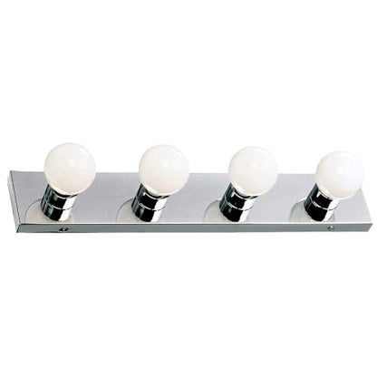 Design House Vanity Lighting, Steel Construction, 4 Vanity Lights, Dimmable, Uses Four 60W Bulbs, Polished Chrome, 24.0 in. W x 4.3 in. H x 2.0 in. D, 500892 - color: Polished Chrome
