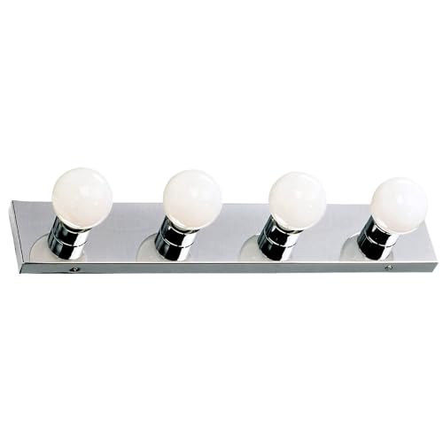 Design House Vanity Lighting, Steel Construction, 4 Vanity Lights, Dimmable, Uses Four 60W Bulbs, Polished Chrome, 24.0 in. W x 4.3 in. H x 2.0 in. D, 500892 - color: Polished Chrome