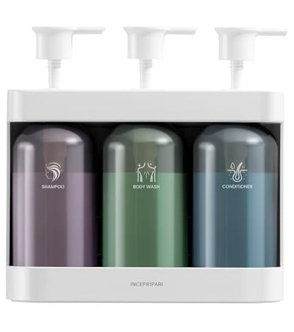 Shower Soap Dispenser Wall Mounted, Shower Dispenser 3 Chamber No Drill, Shampoo and Conditioner Dispenser for Bathroom Hotel, Shower Shampoo Dispenser 3 Chamber, White - color: White