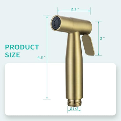 BARROCK 2 Pack Bidet Sprayer Head Only, Stainless Steel Handheld Shattaf Jet Spray for Toilet, Baby Cloth Diaper Sprayer with Adjustable Water Pressure Control, Brushed Gold - color: Brushed Gold
