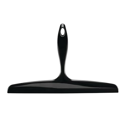 iDesign Bathroom Plastic Shower Squeegee, Black | Wall Hook Included - color: Black, style: Pack of 1