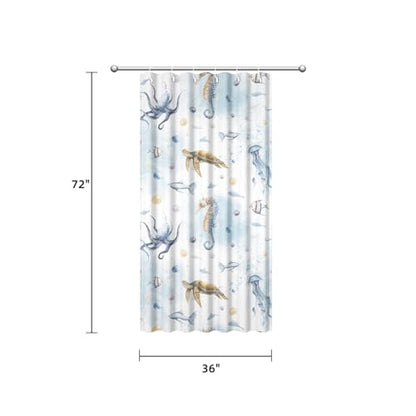 Yeele Ocean Creatures Watercolor Shower Curtain, Turtle Octopus Blue Print Shower Curtain, Waterproof Machine Washable Fabric Bath Curtain 36x72 Inch with Grommets and Hooks - color: Blue 1, size: 36"W x 72"L (Pack of 1)