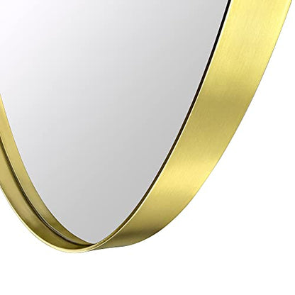Brushed Gold Oval Recessed Bathroom Medicine Cabinet with Mirror Stainless Steel Metal Framed Oblong Pill Shaped Bathroom Cabinet with Mirror 16x33'' - color: Brushed Gold