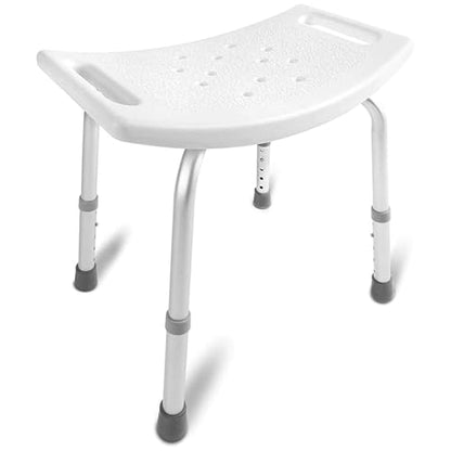 DMI Shower Chair Bath Seat for Tub or Shower Bench for Inside Shower, Made of Non Slip Aluminum with Plastic Seat, No Tools Needed, Adjustable Height, Holds Weight up to 300 Pounds, Bath Bench, White - style: Without Back