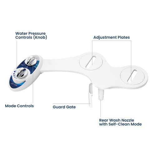 LUXE Bidet NEO 120 - Bidet Attachment for Toilet Seat, Blue | Non-Electric, Single Nozzle, Self-Cleaning, Adjustable Water Pressure, Rear Wash - color: Blue