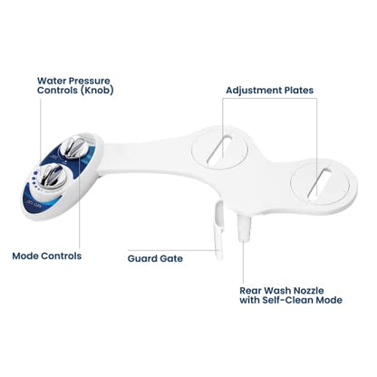 LUXE Bidet NEO 120 - Bidet Attachment for Toilet Seat, Blue | Non-Electric, Single Nozzle, Self-Cleaning, Adjustable Water Pressure, Rear Wash - color: Blue